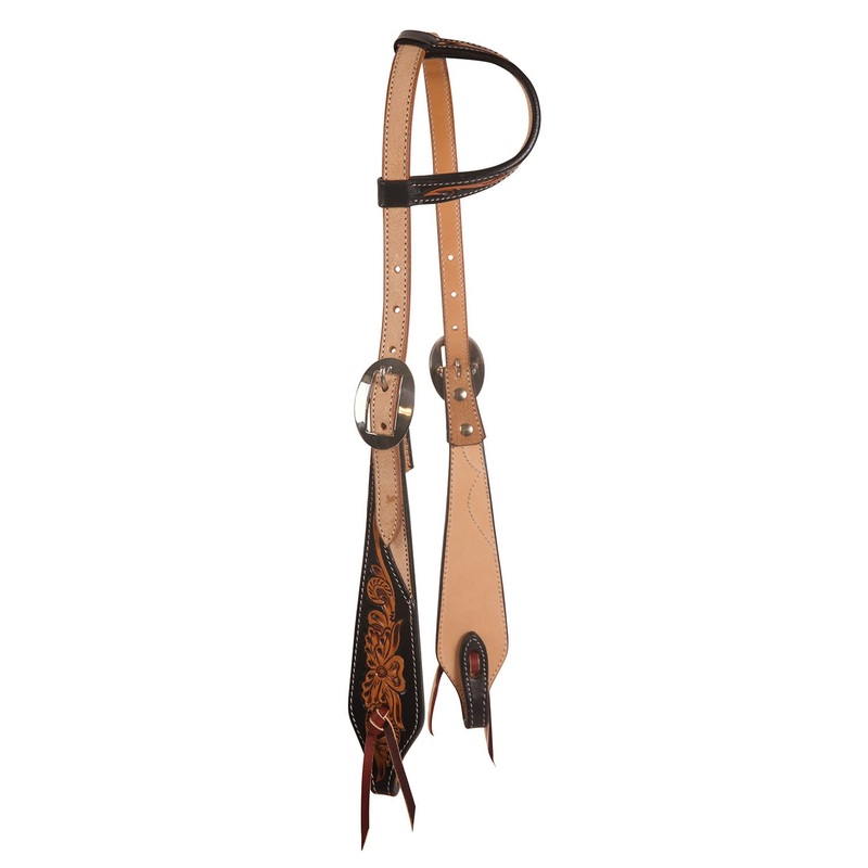 Professional’s Choice Black Floral Roughout One Ear Headstall