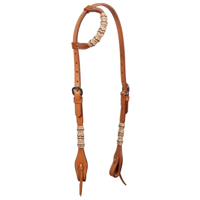 Buffalo Leather Braided Rawhide One Ear Headstall, Full
