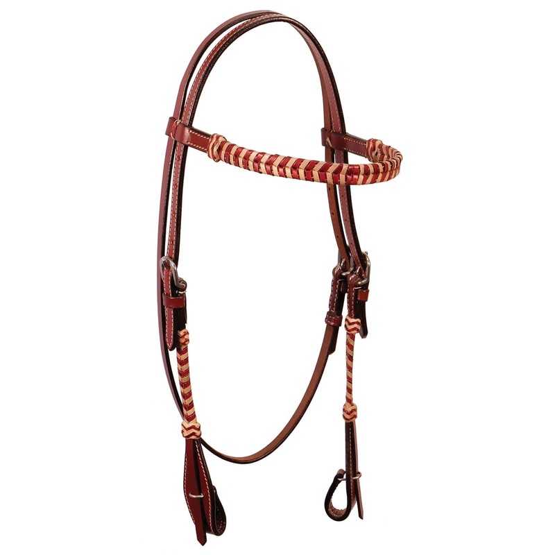Buffalo Leather Brown Rawhide Laced Browband Headstall