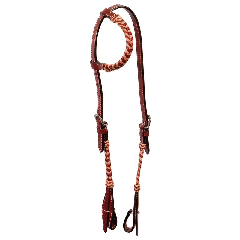 Buffalo Leather Brown Rawhide Laced One Ear Headstall