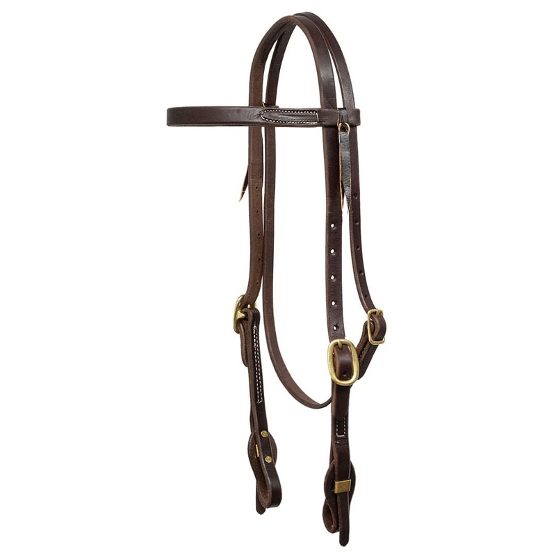 Poplar Head Saddlery Oiled Harness Leather Browband Headstall with Easy-Change Slot Ends