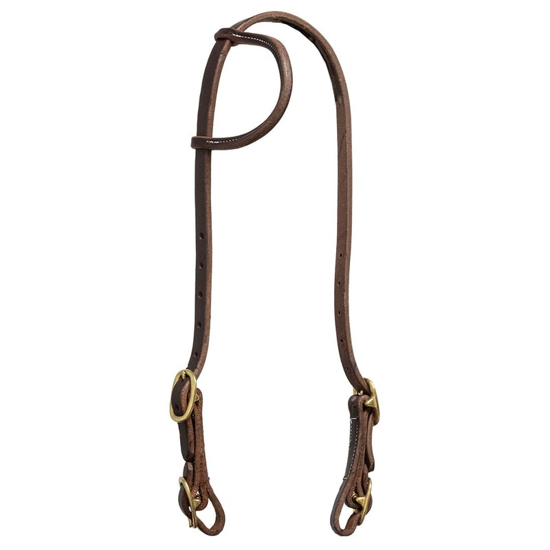 Poplar Head Saddlery Oiled Harness Leather One Ear Headstall with Easy-Change Buckle Ends