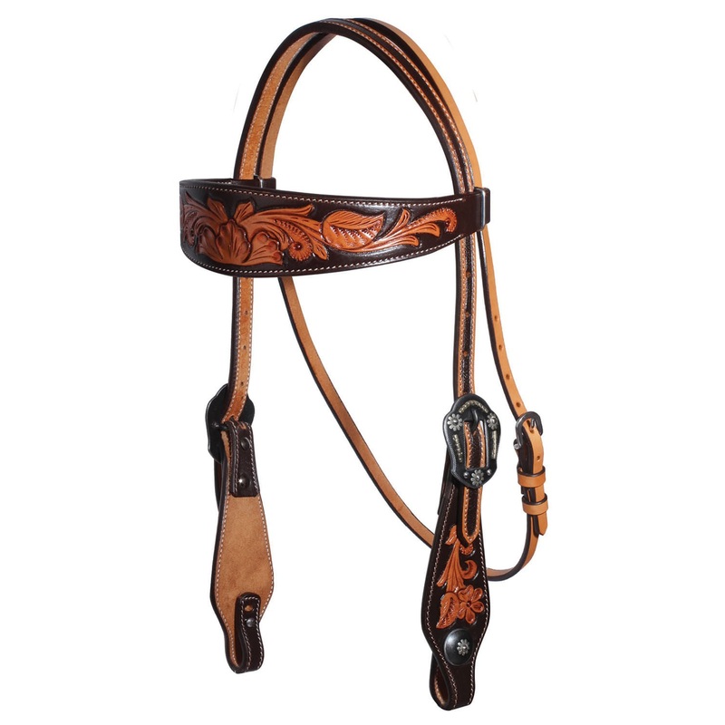Professional’s Choice Chocolate Floral Browband Headstall