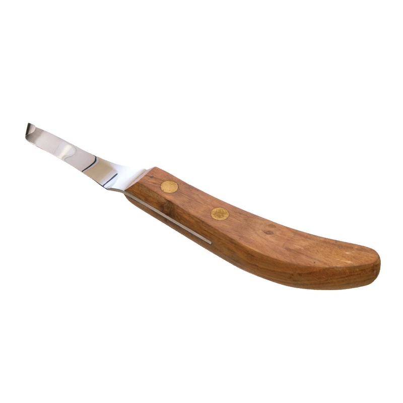 Drop Blade Hoof Knife with Walnut Handle, Left or Right Hand Options