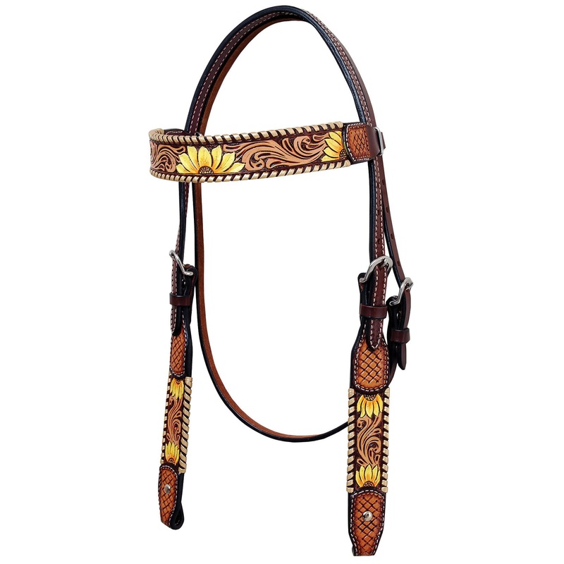 Rafter T Painted Sunflower Browband Headstall