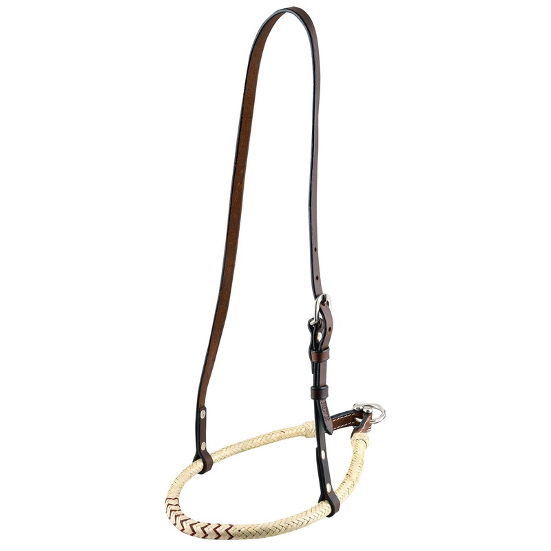 Buffalo Leather Rolled Rawhide Noseband for Horses w/ Stainless Steel Hardware