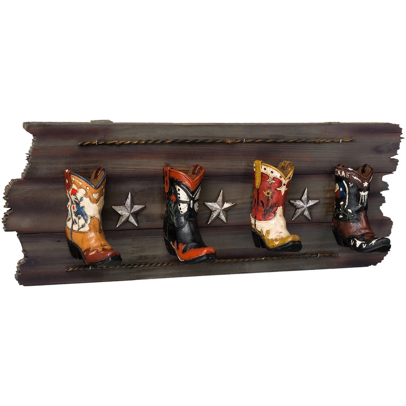 Cowboy Boots Four Hook Rack
