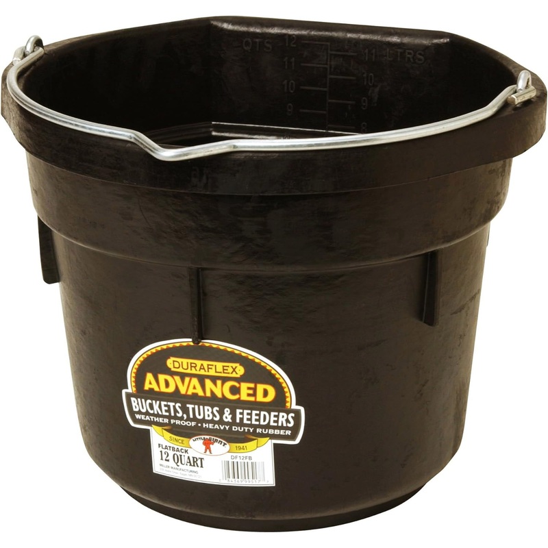 Flat-Back Rubber Bucket|Black|12qt|18qt