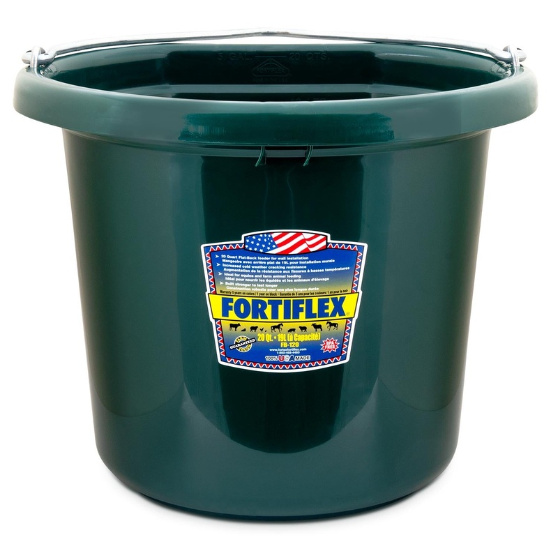 Fortiflex Flatback Bucket  Durable, Cold-Resistant Horses & Livestock Bucket, Wall-Mountable, Made in USA