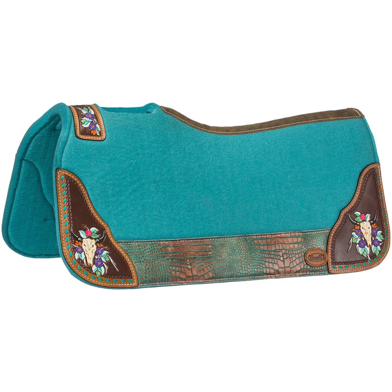 Tough1 Hand Painted Steer Skull Saddle Pad